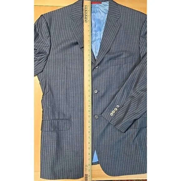 ISAIA Napoli Wool Silk Blend Blazer Mens Size 48R Blue Striped Working Cuffs